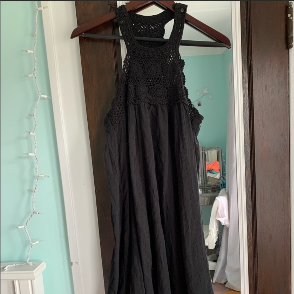 Aerie Crochet Black Dress